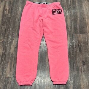 PINK Victoria’s Secret Coral Pink Logo Jogger Sweatpants